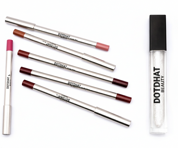 DOTDHAAAT – Luxury High-Shine Clear Silver Glitter Lip Gloss & Lip Liner Set | DOTDHAT Beauty